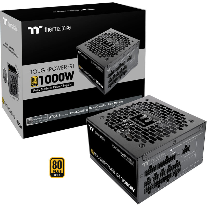 Load image into Gallery viewer, Thermaltake toughpower gt modulaire 1000 watt voeding (zwart, 5x pcie)
