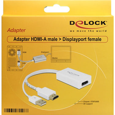 Delock hdmi-a (male) > displayport 1.2 (female) adapter (wit, 0,245 meter)