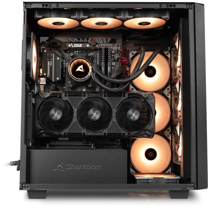 Load image into Gallery viewer, Sharkoon rebel c70g rgb midi tower behuizing (zwart houtkleur | 2x usb-a | 1x usb-c | rgb | tempered glass)
