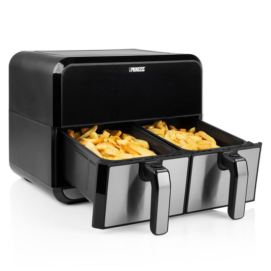 Princess double basket aerofryer heteluchtfriteuse (zwart, 2x 4 liter)