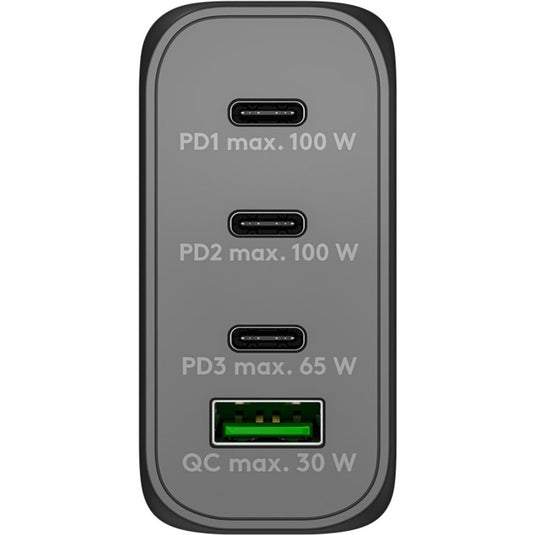 Goobay 100w gan usb-c pd multiport snellader (zwart, 3x usb-c, 1x usb-a)