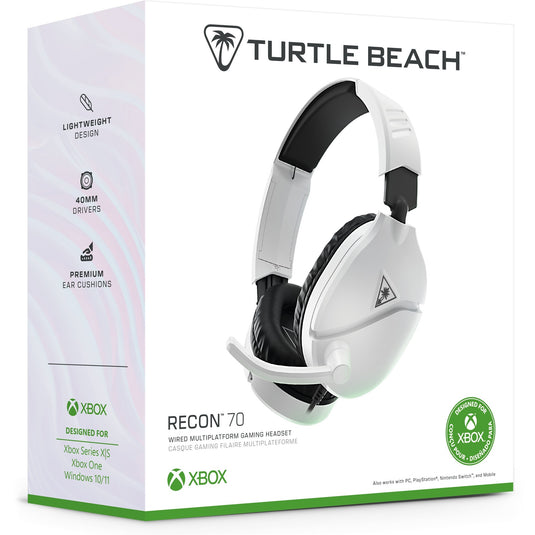 Turtle beach ear force recon 70x white (2024) over-ear gaming headset (wit, xbox series x|s, xbox one, ps4, ps5, switch, pc, mobile)