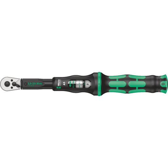Wera click-torque a 5 draaimomentsleutel met omschakelratel (zwart groen)
