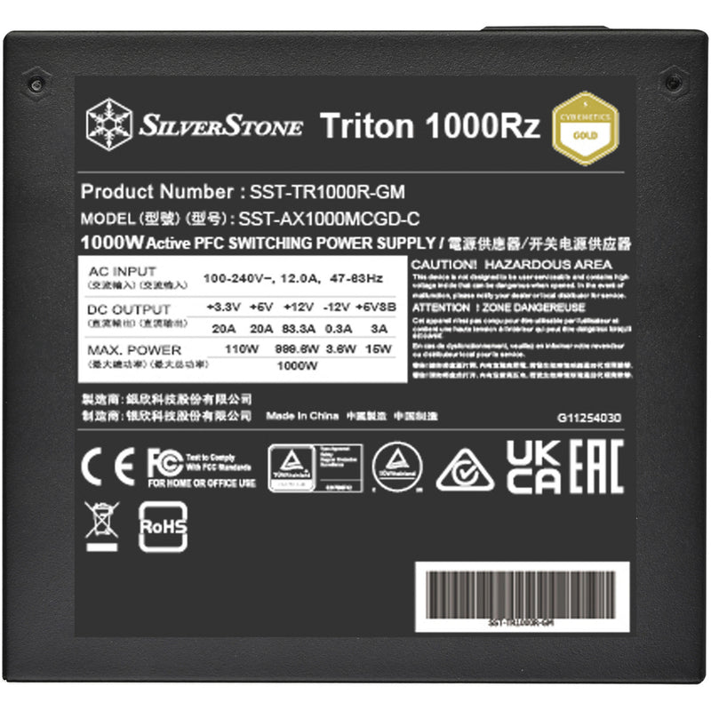 Load image into Gallery viewer, Silverstone triton 1000rz modulaire 1000 watt voeding (zwart, 1x 12v-2x6, 4x pcie)
