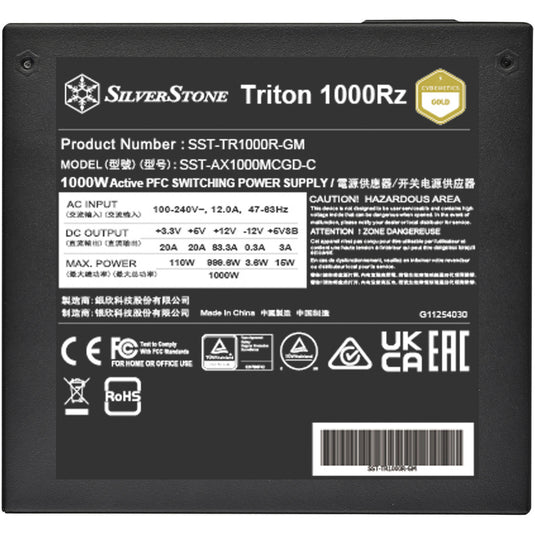 Silverstone triton 1000rz modulaire 1000 watt voeding (zwart, 1x 12v-2x6, 4x pcie)