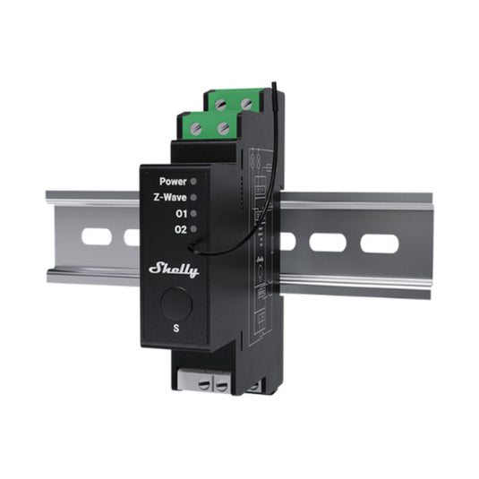 Shelly wave pro 2pm lr (eu) relais (zwart, z-wave)