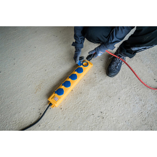 Brennenstuhl super-solid sl 554 de ip54 tafelcontactdozenblok 5-voudig geel blauw 2m h07rn-f3g1,5 met schakelaar