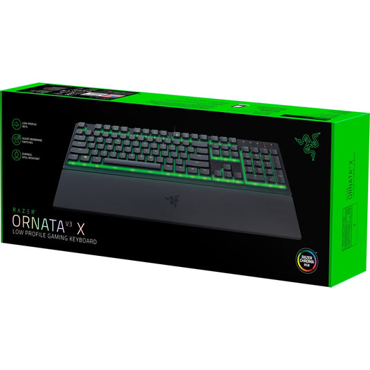 Razer ornata v3 x low profile, gaming toetsenbord (zwart, us lay-out, membraan, rgb leds, abs)