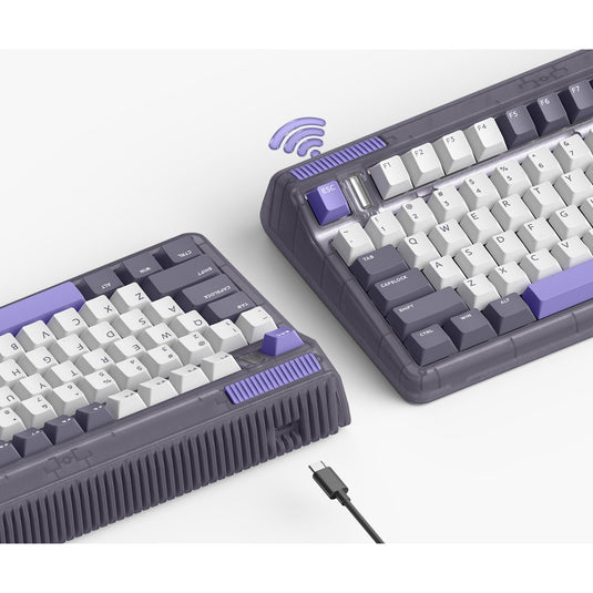 Iqunix og80 lavandin wireless mechanical keyboard (lavendel, us lay-out (qwerty), cherry mx brown, 80% (tkl), hot-swappable, pbt, 2.4ghz | bluetooth 5.1 | usb-c)