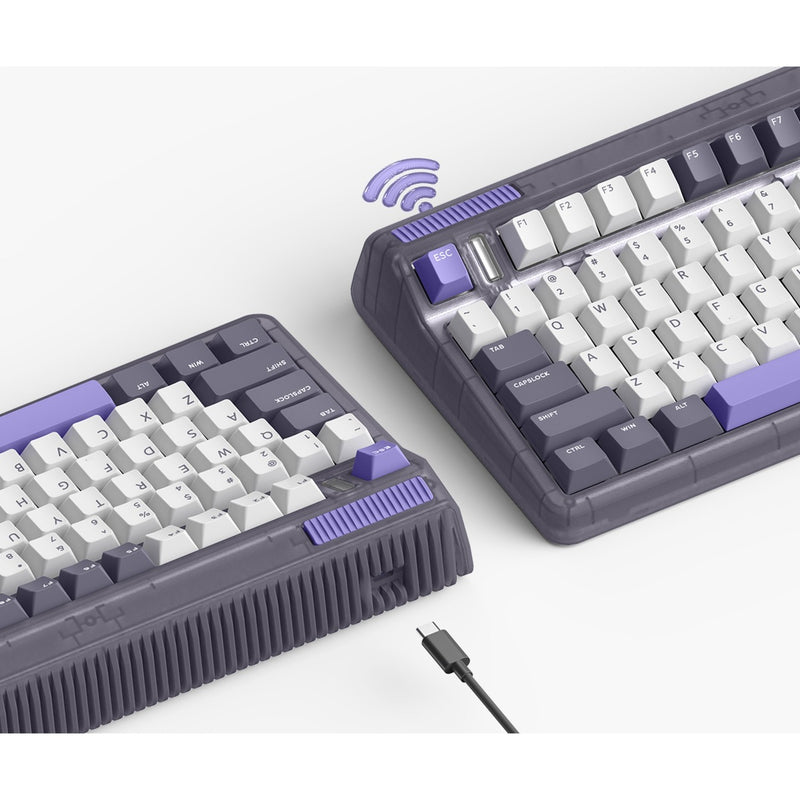 Load image into Gallery viewer, Iqunix og80 lavandin wireless mechanical keyboard, gaming toetsenbord (lavendel, us lay-out, cherry mx brown, 80% (tkl), hot-swappable, pbt, 2.4ghz | bluetooth 5.1 | usb-c)
