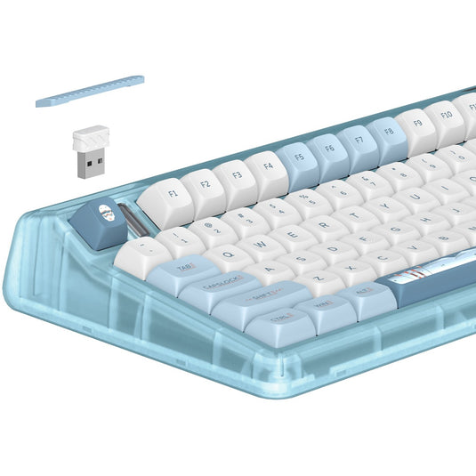 Iqunix og80 wintertide wireless mechanical keyboard, gaming toetsenbord (lichtblauw, us lay-out, iqunix moonstone turbo, rgb leds, 80% (tkl), hot-swappable, pbt, 2.4ghz | bluetooth 5.1 | usb-c)