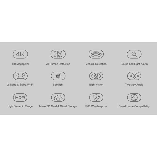 Foscam v8p, 4k 8mp dual-band wifi beveiligingscamera (wit, met geluid- en lichtalarm)