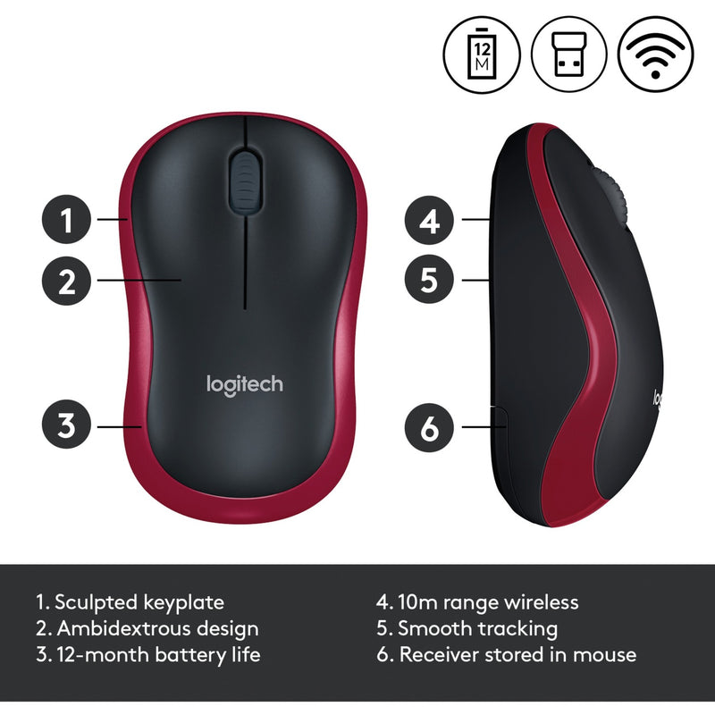 Load image into Gallery viewer, Logitech wireless mouse m185 (rood, retail)
