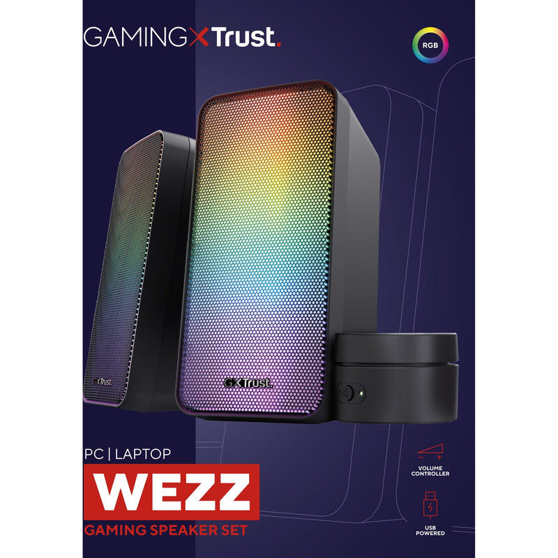 Load image into Gallery viewer, Trust gxt 611 wezz illuminated 2.0 rgb speaker set pc-luidspreker (zwart, rgb leds)

