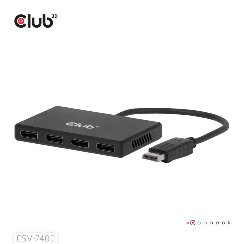 Afbeelding laden in galerijviewer, Club 3d displayport quad monitor hub mst 4x 4k30hz displayport splitter (zwart)
