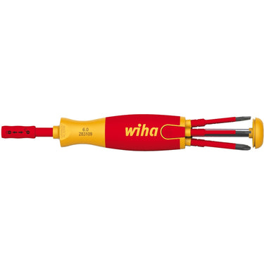 Wiha schroevendraaier met bitmagazijn liftup electric (rood geel, incl. 6 slimbits)