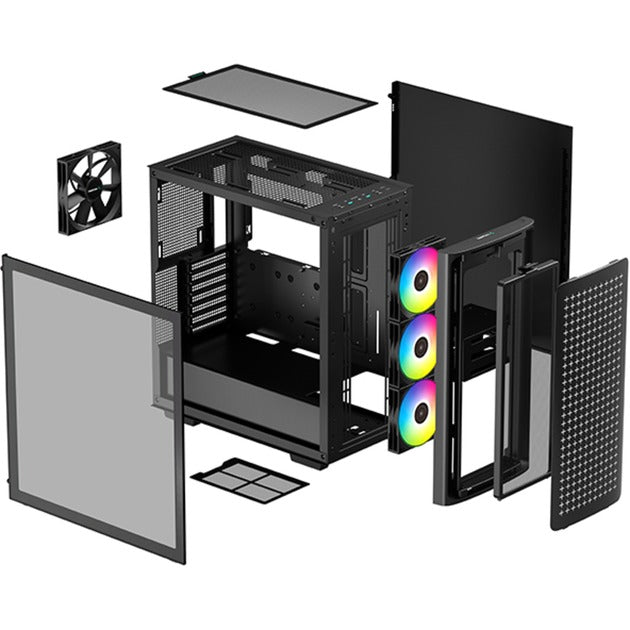 Load image into Gallery viewer, Deepcool ck560 midi tower behuizing (zwart | 2x usb-a | 1x usb-c | rgb | tempered glass)

