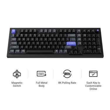 Keychron q5 he 8k magnetic switch keyboard (zwart, us lay-out (qwerty), ultra-fast lime, 96%, rgb leds, osa double-shot pbt, hot swap, knob)