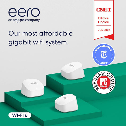 Eero 6+ mesh wifi system, 3 stuks mesh router (wit)