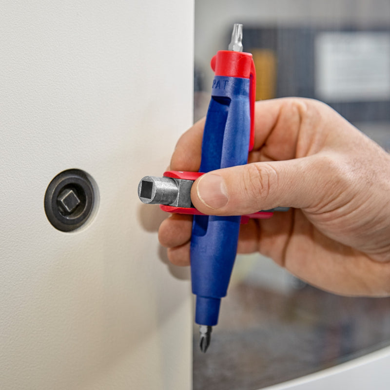 Load image into Gallery viewer, Knipex stiftschakelkastsleutel 00 11 07 dopsleutel (blauw rood, lengte 145 mm)
