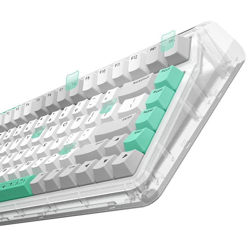 Load image into Gallery viewer, Iqunix og80 wormhole wireless mechanical keyboard, gaming toetsenbord (grijs groen, us lay-out, cherry mx red, rgb leds, 80% (tkl), hot-swappable, pbt, 2.4ghz | bluetooth 5.1 | usb-c)
