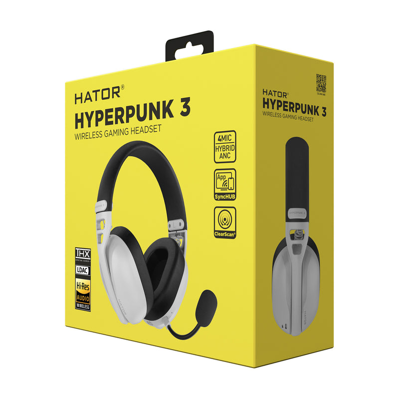 Load image into Gallery viewer, Hator hyperpunk 3 wireless over-ear gaming headset (wit, 2.4ghz bluetooth 5.4 usb-c)
