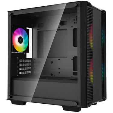 Deepcool cc360 argb mini tower behuizing (zwart | 2x usb-a | rgb | tempered glass)