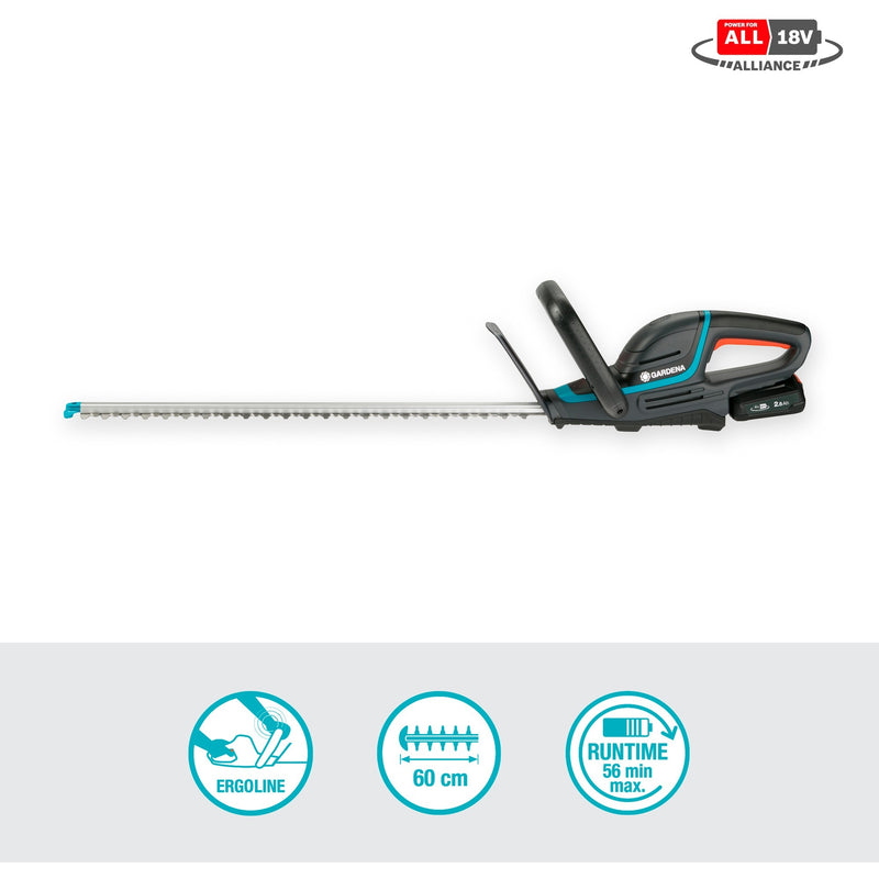 Load image into Gallery viewer, Gardena accu heggenschaar comfortcut 60 18v p4a set (grijs turquoise, 14731-20, accu inbegrepen)
