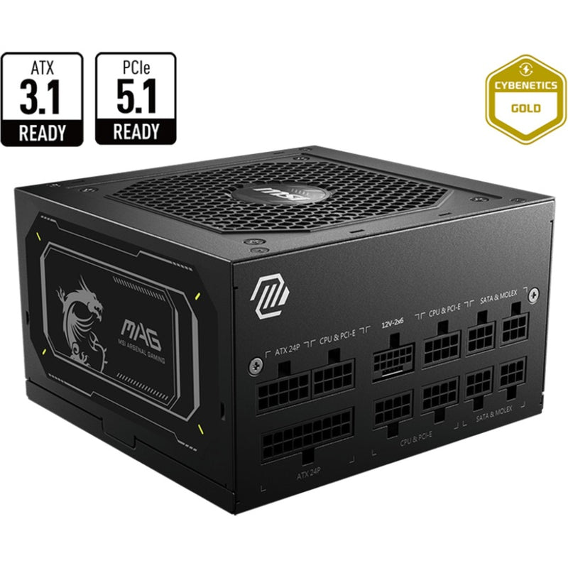 Load image into Gallery viewer, Msi mag a750gl pcie5 ii modulaire 750 watt voeding (zwart, 1x 12v-2x6, 3x pcie)
