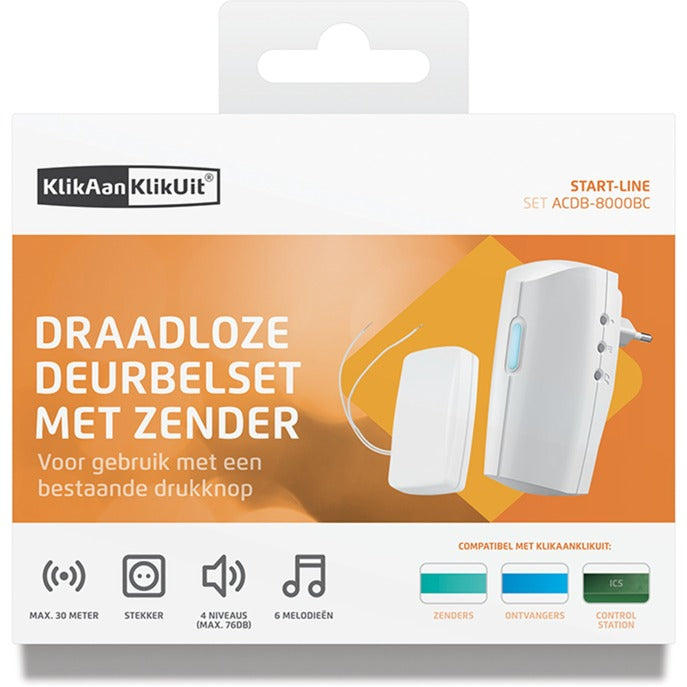 Load image into Gallery viewer, Klikaanklikuit acdb-8000bc plug-in draadloze deurbelset met zender (wit)
