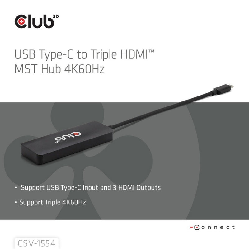 Afbeelding laden in galerijviewer, Club 3d usb-c naar triple hdmi mst hub 4k60hz adapter (zwart)
