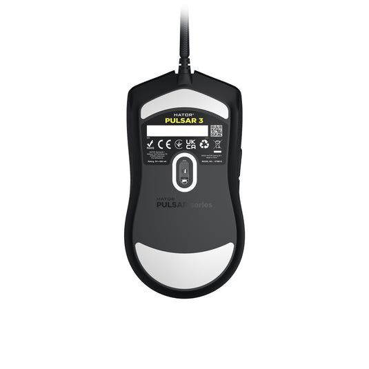 Hator pulsar 3 gaming muis (zwart, 400 - 12.000 dpi, rgb)