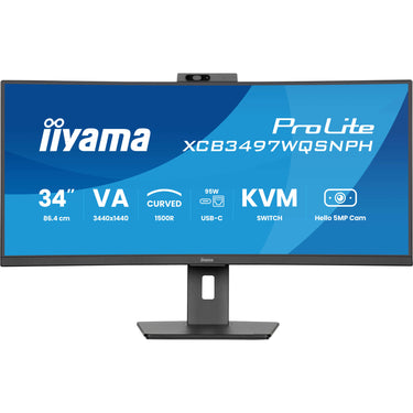 Iiyama prolite xcb3497wqsnph-b1 34 curved ultrawide monitor (zwart, 2x hdmi, displayport, 2x usb-a, 3x usb-c, rj-45)