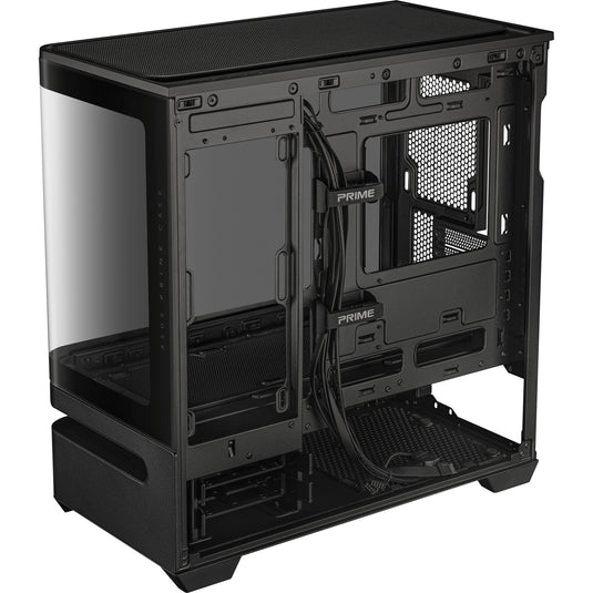 Asus prime ap202 midi tower behuizing (zwart | 2x usb-a | 1x usb-c | rgb | tempered glass)