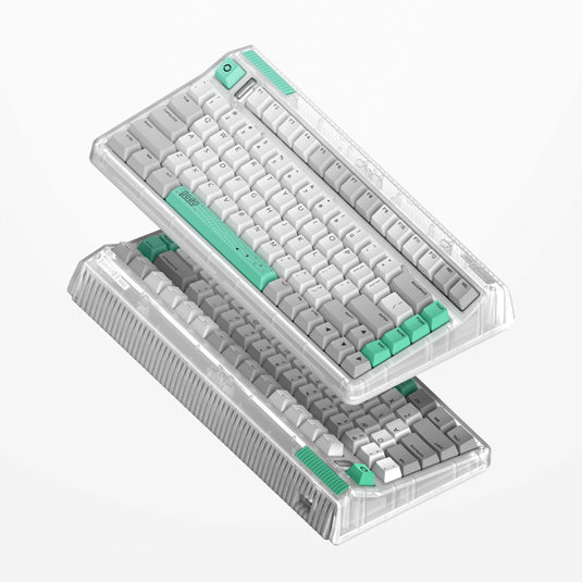 Iqunix og80 wormhole wireless mechanical keyboard, gaming toetsenbord (grijs groen, us lay-out, cherry mx red, rgb leds, 80% (tkl), hot-swappable, pbt, 2.4ghz | bluetooth 5.1 | usb-c)