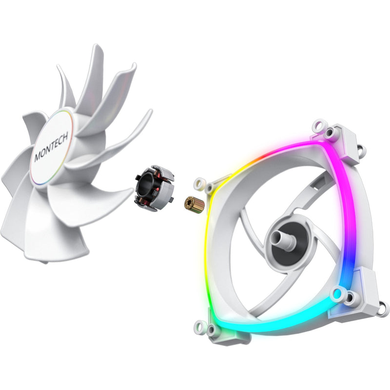 Load image into Gallery viewer, Montech rx140 pwm rgb case fan (wit, 140 x 25 x 140 mm, 3-pin argb)
