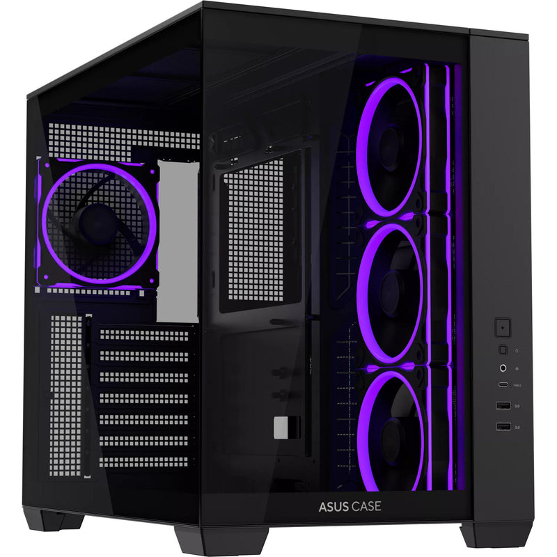 Load image into Gallery viewer, Asus a32 plus midi tower behuizing (zwart | 2x usb-a | 1x usb-c | rgb | tempered glass)
