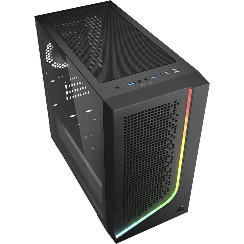 Load image into Gallery viewer, Sharkoon j1000 argb midi tower behuizing (zwart | 3x usb-a | rgb | tempered glass)
