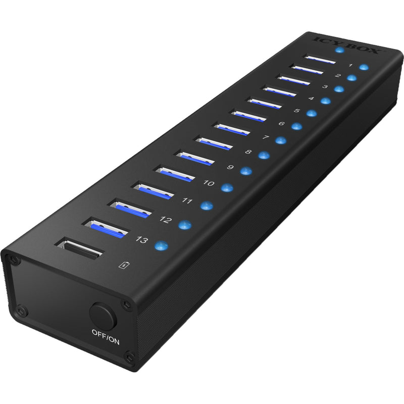 Load image into Gallery viewer, Icy box ib-ac6113 usb-hub (zwart, 13x usb 3.0, 1x usb oplaadpoort)
