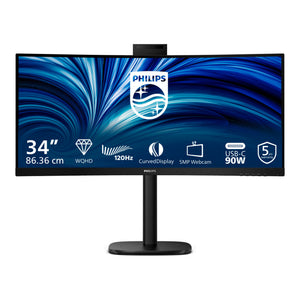 Philips 34b2u3600ch 34 curved ultrawide monitor (zwart, 2x hdmi, displayport, 3x usb-a, usb-b, usb-c, rj-45)