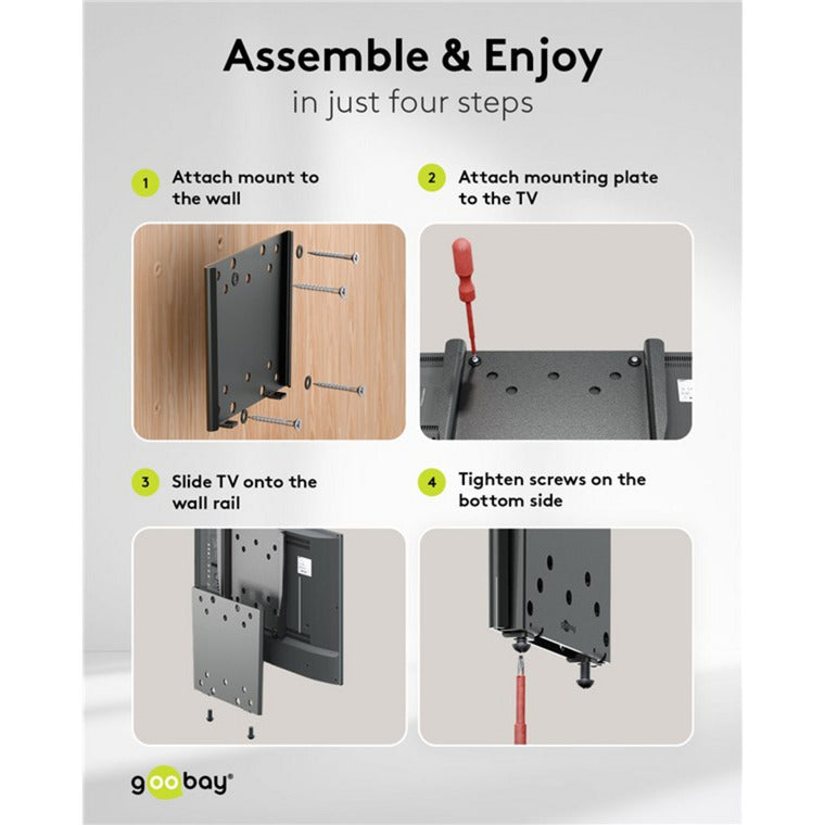 Load image into Gallery viewer, Goobay tv wall mount caravan fixed (m), 23 to 42 inch wandmontage (zwart)
