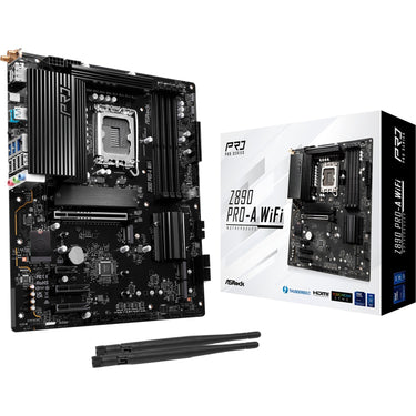 Asrock z890 pro-a wifi socket 1851 moederbord (zwart, raid, 2.5gb-lan, wi-fi 6e, bt, sound, atx)