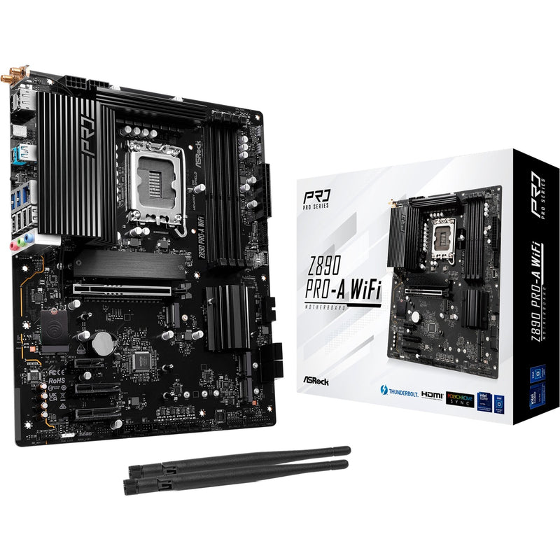 Load image into Gallery viewer, Asrock z890 pro-a wifi socket 1851 moederbord (zwart, raid, 2.5gb-lan, wi-fi 6e, bt, sound, atx)
