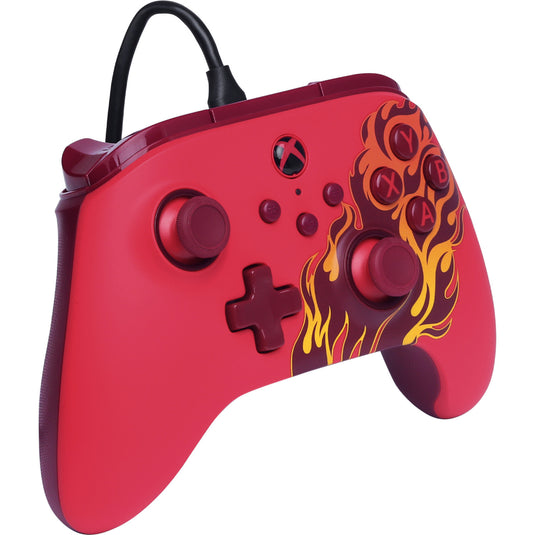 Powera advantage controller met kabel voor de xbox series x|s - rood vuur (rood, xbox series x|s, xbox one, pc)