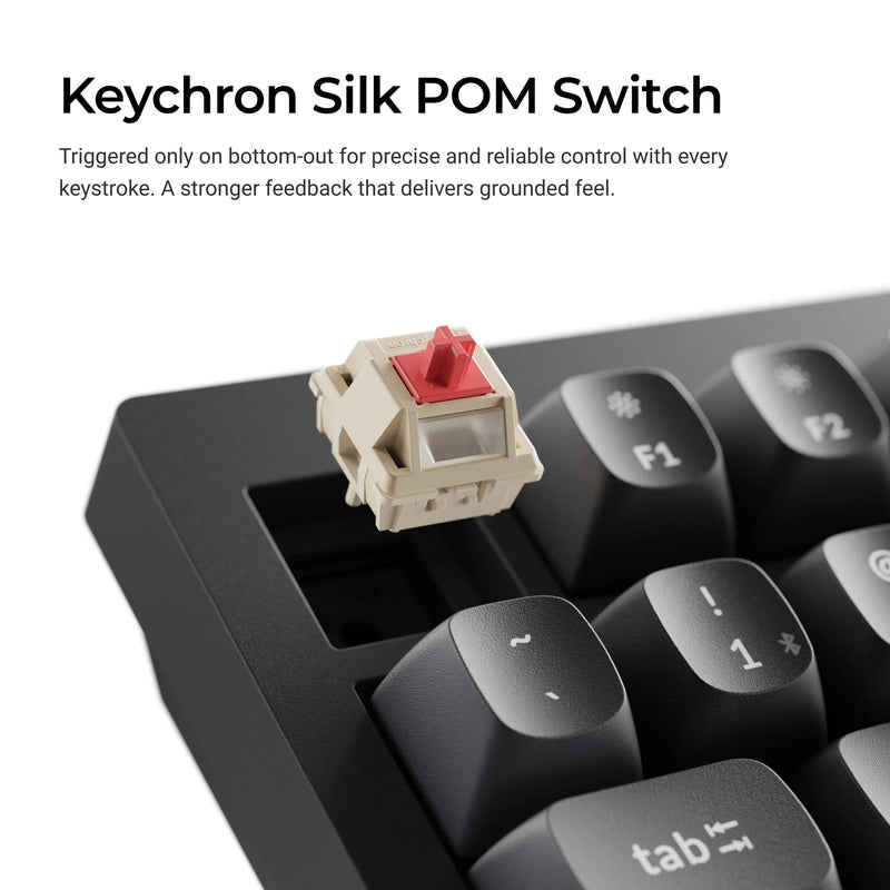 Load image into Gallery viewer, Keychron v6 ultra 8k wireless custom mechanical keyboard (zwart, us lay-out (qwerty), silk pom red, 100%, rgb, hot swap, 2.4 ghz | bluetooth 5.3 | usb-c)
