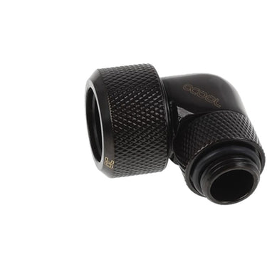 Alphacool eiszapfen 16 mm hardtube compressiefitting 90° draaibaar g1 4 verbinding (zwart, gekarteld, diep zwart)