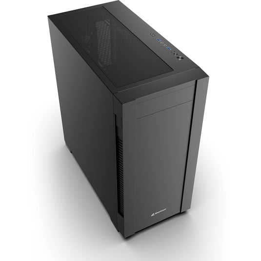 Sharkoon s25-v2 midi tower behuizing (zwart | 2x usb-a | 1x usb-c)