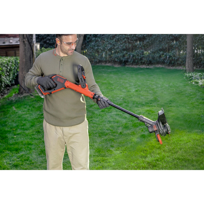 Load image into Gallery viewer, Black+decker 18v trimmer met 2 messen en accu grastrimmer (zwart oranje, 25 cm, accu inbegrepen)
