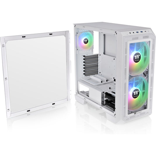 Thermaltake view 300 mx midi tower behuizing (wit | 2x usb-a | 1x usb-c | rgb | window)