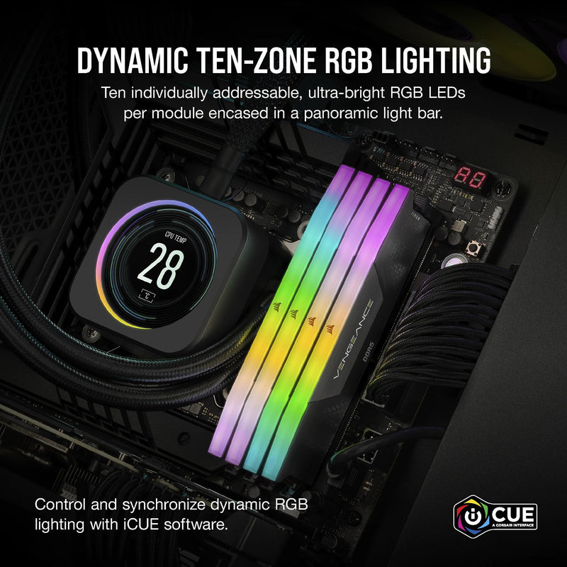 Load image into Gallery viewer, Corsair 32 gb ddr5-6000 (2x 16 gb) kit werkgeheugen (zwart, cmh32gx5m2b6000c38, vengeance rgb, xmp)
